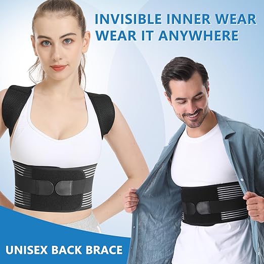 Back Brace Posture Corrector for Women & Men, Shoulder Straightener, Improve Posture Lumbar, Adjustable Full Back Support, Hunchback Correction, Upper and Lower Back Pain Relief, Scoliosis, Spine Corrector (Large)