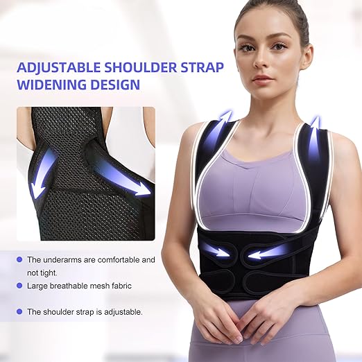 Back Brace Posture Corrector for Women and Men, Full Back Support Straps Straightener, Hunchback Improve Posture-Shoulder, Lumbar and Upper Lower Back Pain Relief (Black, S)