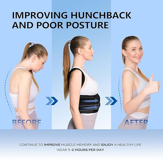 Posture Corrector Back Brace for Women and Men Adjustable Full Back Support Shoulder Straightener Braces, Upper & Lower Back Pain Relief - Scoliosis/Hunchback/Hump/Thoracic/Spine Corrector (Black, Small)