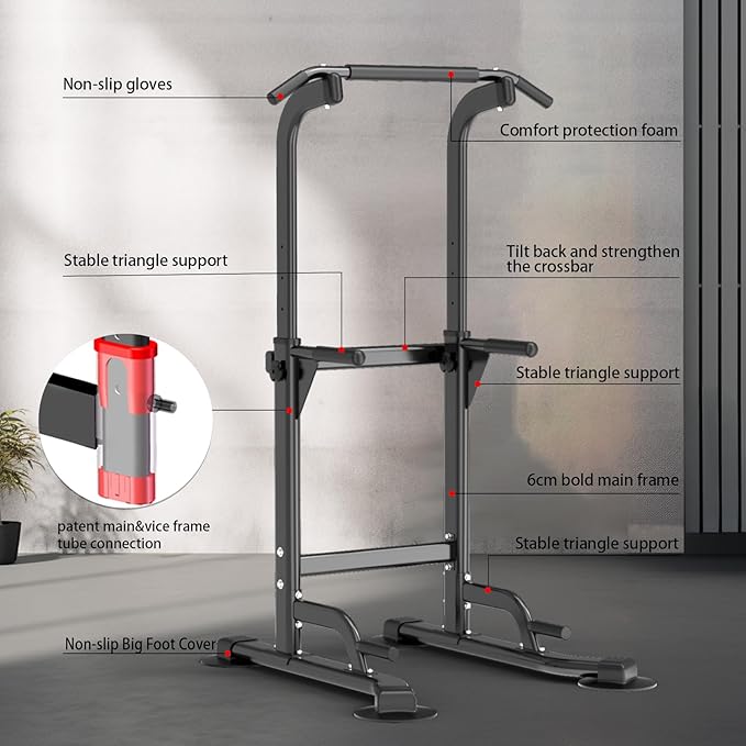 Pull Up Dip Station For Home Gym Strength 330LBS T055CDC T055CDC