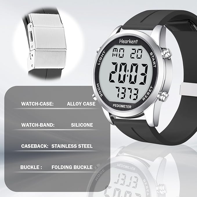 Pedometer Watch for Walking for Senior No App Required with Steps Calories Counter and LCD Large Numbers