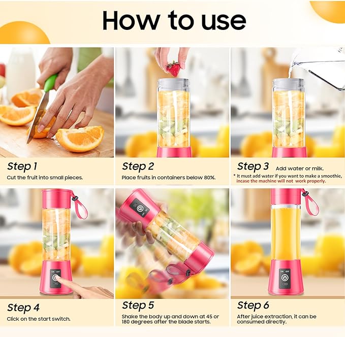 Personal Blender for Shakes and Smoothies - 2025 Upgraded 14 Oz Portable Blender with 6 Blades, Cordless & Type-C USB Rechargeable, BAP Free Juice Cup Freshly Squeezed for Picnic/Sprots