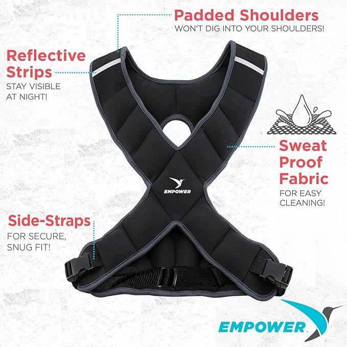 Empower Weighted Walking Vest for Women – Strengthen Muscles, Boost Bone Health, and Burn More Calories (fixed 8lbs, adjustable 4-10lbs or 10-16lbs)