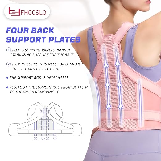 Back Brace Posture Corrector for Women and Men, Full Back Support Straps Straightener, Hunchback Improve Posture-Shoulder, Lumbar and Upper Lower Back Pain Relief (Pink, M)