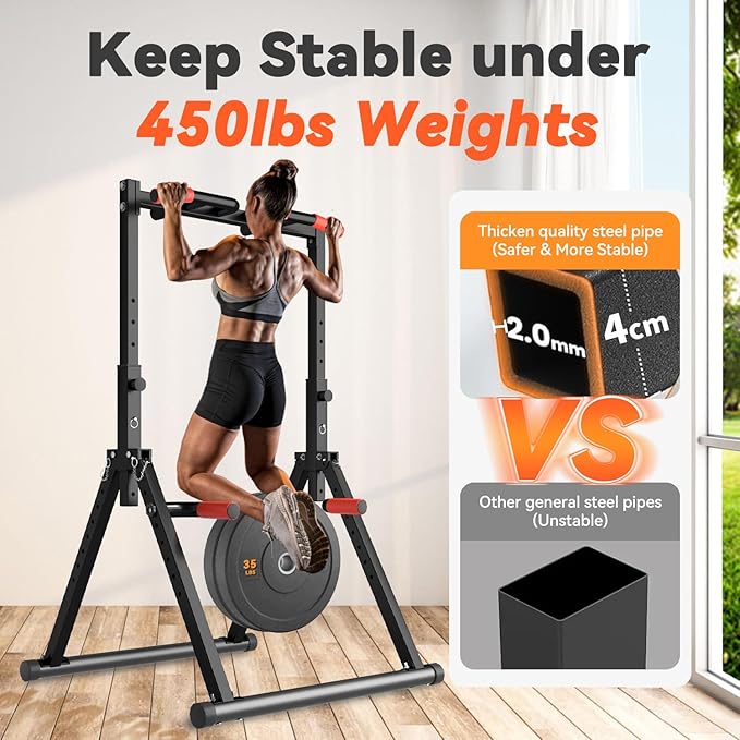 Power Tower Pull Up Dip Station Foldable 450LBS