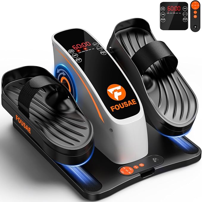 Under Desk Elliptical Machine, Ellipse Leg Exerciser with 15 Adjustable Speeds, Electric Seated Pedal Exerciser Leg Exerciser While Sitting for Seniors with LED Monitor Touch Remote Controls for Home