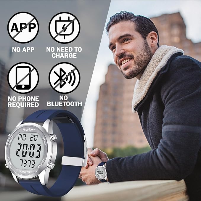Pedometer Watch for Walking for Senior No App Required with Steps Calories Counter and LCD Large Numbers