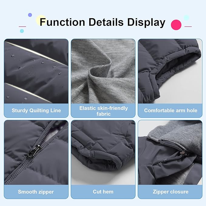 Pursky Girl's and Boy's Warm Puffer Vest Coat Water Resistant Sleeveless Jacket With Detachable Hood for 6-14Y