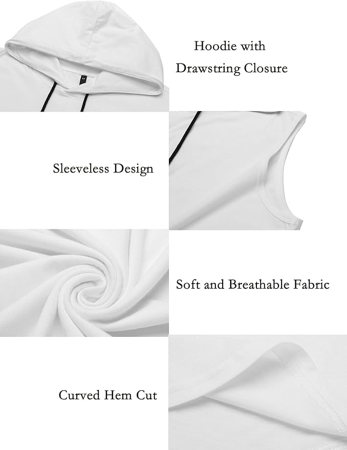 Babioboa Men's Workout Hooded Tank Tops Sleeveless Gym Hoodies Bodybuilding Muscle Shirts