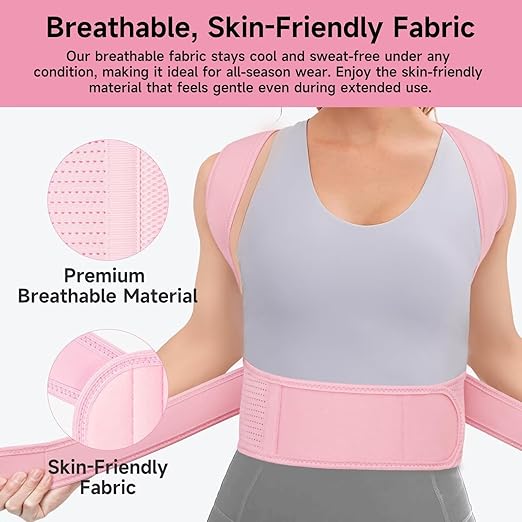 Back Brace Posture Corrector for Women, Adjustable Shoulder Straightener for Upper and Lower Back Pain Relief, Full Back Support Hunchback, Spine Corrector Pink - Medium
