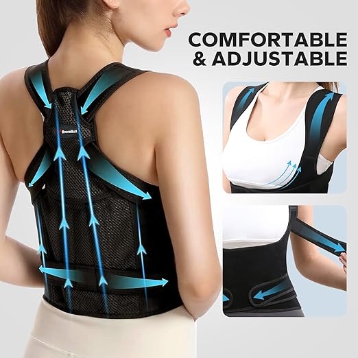 Posture Corrector for Men and Women, Upper Back Support Brace with Adjustable Shoulder Straps for Comfortable Posture Training – Invisible Under Clothing (Large)