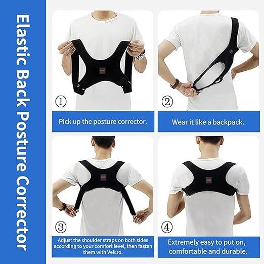 Posture Corrector for Women and Men, Adjustable Back Brace for Spine Alignment and Posture Support, Upper Back Pain Relief, Comfortable and Effective Back Brace for Better Posture (Medium)