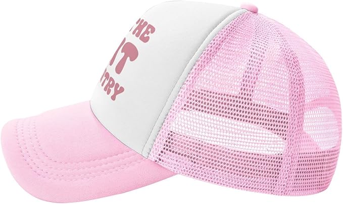 Put It On My Husband's Tab Drinking Trucker Hat - Funny Pink Trucker Hat for Women and Men