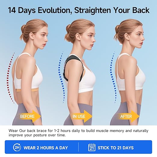 Posture Corrector for Men and Women, Adjustable Shoulder Brace, Invisible Back Support Brace Shoulder Straightener for Neck Shoulder & Upper Back Pain Relief, Large
