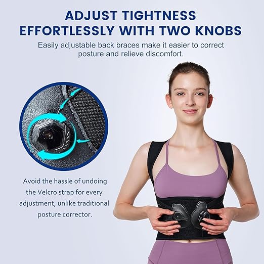 Back Brace Posture Corrector for Women & Men-Knob Adjustable Back Support Straightener-Upper and Lower Back Pain Relief-Scoliosis, Shoulder Posture Corrector- Neck Hump, Thoracic L(28"-35")