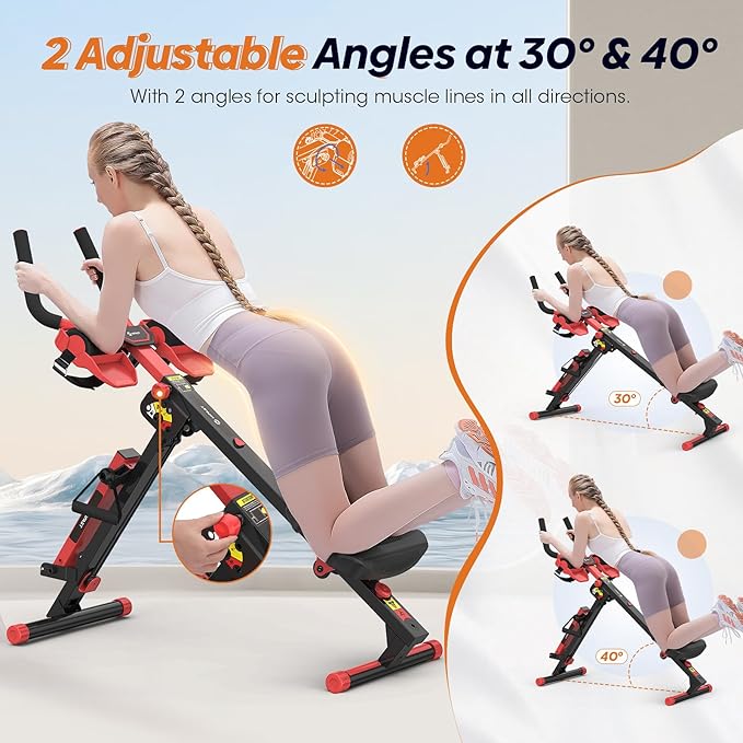 Rowing Machine, 4 in 1 Rowing and Ab Machine with 2 Levels of Workout Resistance, Quiet & Foldable Rower Machine with 3 Adjustable Handle Heights & LCD Monitor, Row Machine for Home Exercise