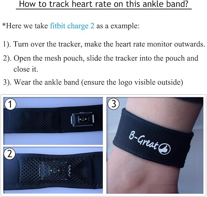 B-Great Ankle Band for Men and Women Compatible with Fitbit Flex 2/One/Zip/Charge 2 3/Alta HR or Garmin Vivofit/2/3/4/JR Fitness Tracker