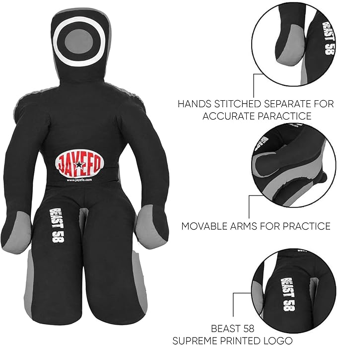 Jayefo Beast 58 BJJ Brazilian JIU Jitsu Wrestling Dummy for Grappling-Submission-Mixed Martial Arts-MMA-Training Punching Throwing Boxing Bag Practice Karate Judo.