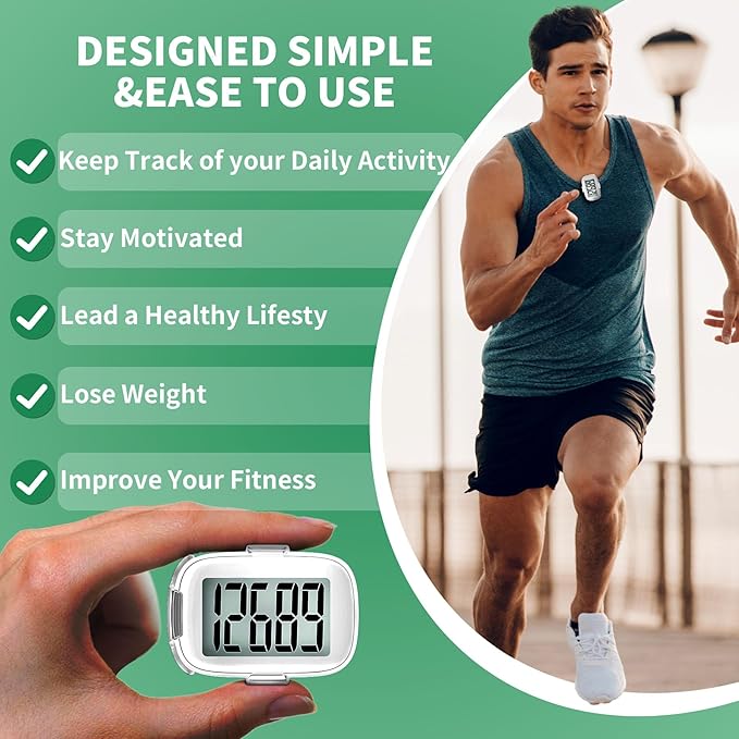 Pedometer Walking Simple 3D Step Counter with Clip and Lanyard, Activities Fitness Tracker Without Smartphone, Accurate Step Tracker for Women, Men, Seniors