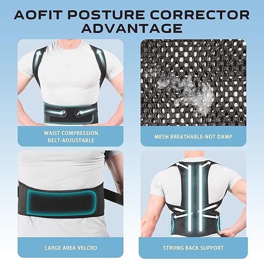 Back Brace Posture Corrector for Women and Men, Full Back Support, Back Pain Relief, Scoliosis and Hunchback Correction Black (Small)