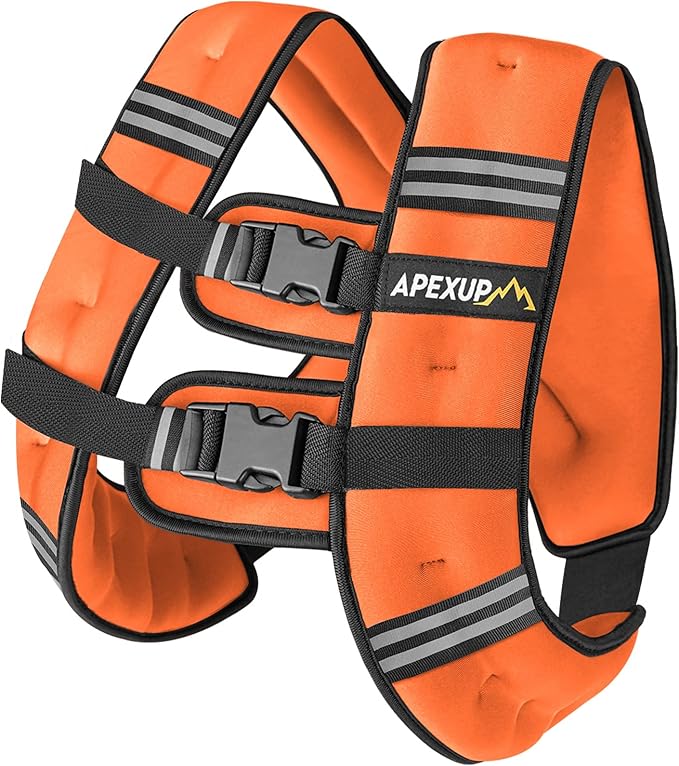 APEXUP Weighted Vest with 5lbs/10lbs/15lbs/20lbs/25lbs/30lbs Weights and Reflective Stripe, Weight Vest Men Women for Workout, Strength Training, Running
