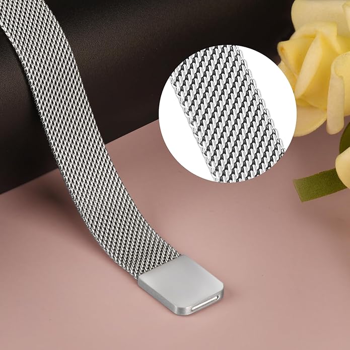 Amzpas band for Fitbit Inspire 3 Bands Women Men, Stainless Steel Mesh Loop Adjustable Magnetic Wristband Replacement Straps Compatible with Fitbit Inspire 3 Fitness Tracker
