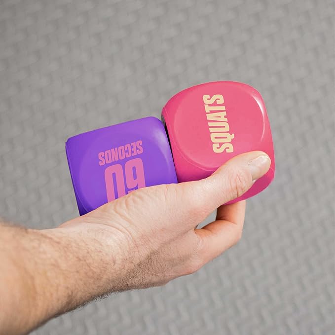 Phoenix Fitness Exercise Dice - Workout Dice Game for Cardio, HIIT Training and Exercise Classes - Training Includes Push Ups, Squats, Jumping Jacks, Crunches & Wildcard - Home and Gym