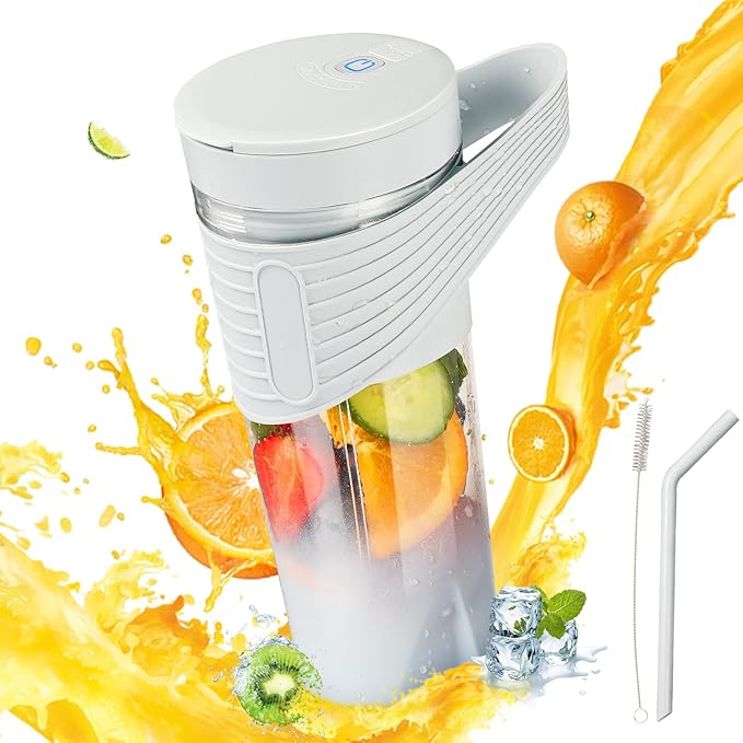 Portable blender for shakes and smoothies,Personal blender, 18000r/m, 16 oz Traveling Fruit Veggie Juicer Cup With 7 Blades, Portable Blender USB Rechargeable(grey)