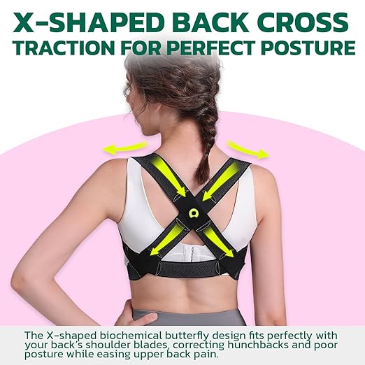 Posture Corrector for Women with X-Shaped Biomechanical Design, Comfort Fit Back Brace, Improves Posture, Corrects Hunchback, Relieves Neck, Shoulder, Upper Back Pain, Invisible Under Clothes XL