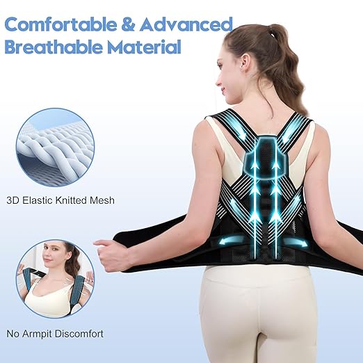 Posture Corrector for Women and Men with Bionic System, Upgraded Back Brace, Adjustable Full Back Support, Shoulder Straightener, Neck, Upper and Lower Back Pain Relief M
