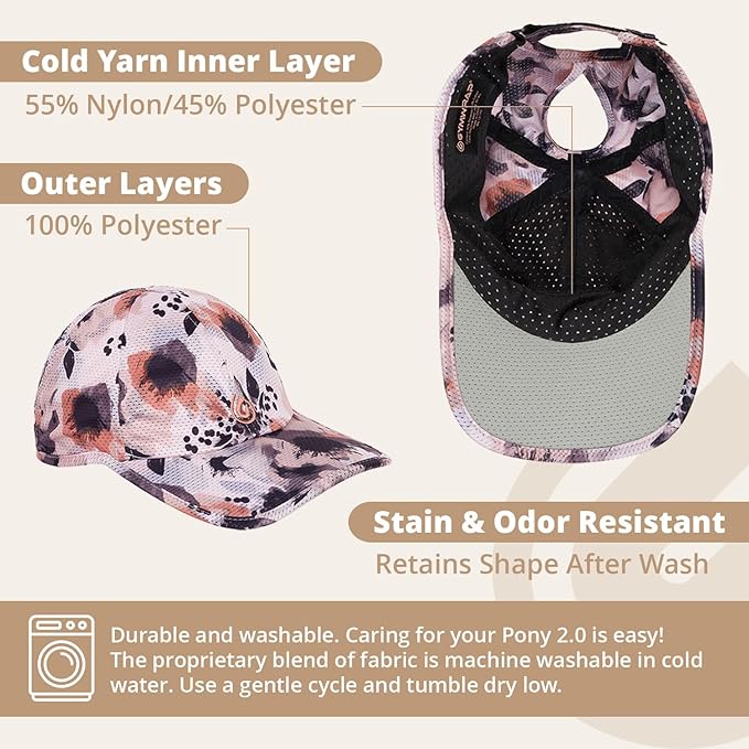 Pony 2.0 Sweat-Wicking Ponytail Hat for Women - Adjustable Baseball Cap for Running, Workouts, Tennis & Outdoors