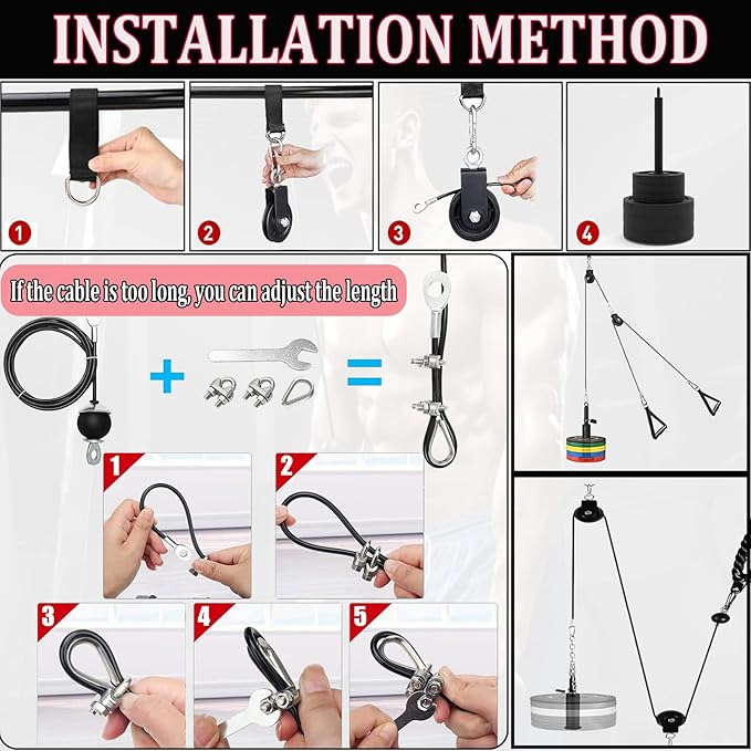 Taeku LAT Pulley System for Home Gym β Strength Training Fitness Equipment Cable Machine for Triceps, Biceps, Back & Shoulder Workouts