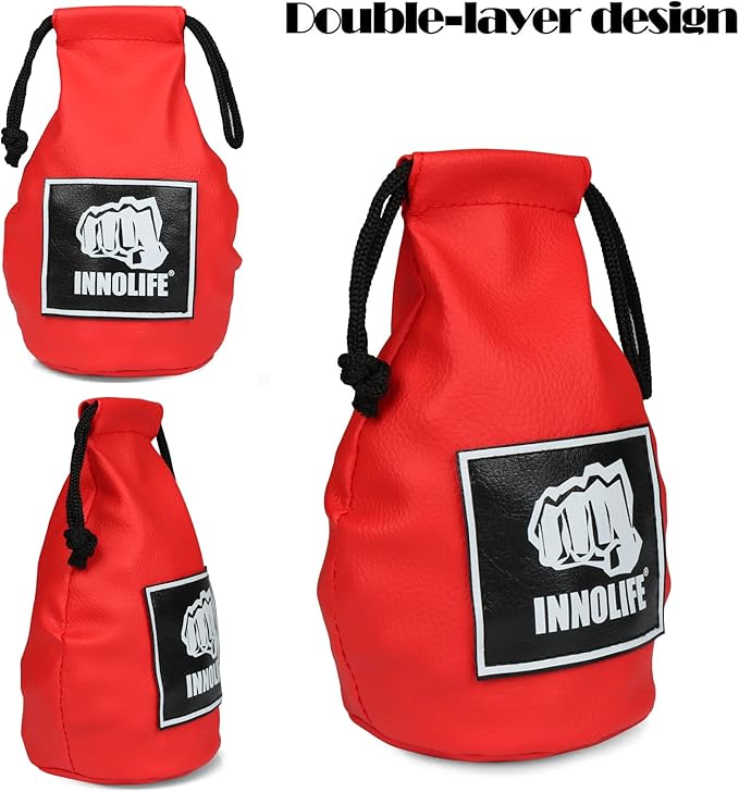 INNOLIFE Boxing Slip Bag, Dodge Hide Speed Bag Maize Ball Leather Ball for Reflex Training, Boxing, Kickboxing, MMA Pendulum Training, Red