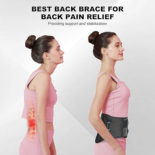 Back Brace For Lower Back Pain With Lumbar Pad, Back Support Brace For Men And Women With Dual Adjustable Straps, Back Brace For Lifting At Work For Herniated Disc, Sciatica, Scoliosis(3XL Fits 47"-55")
