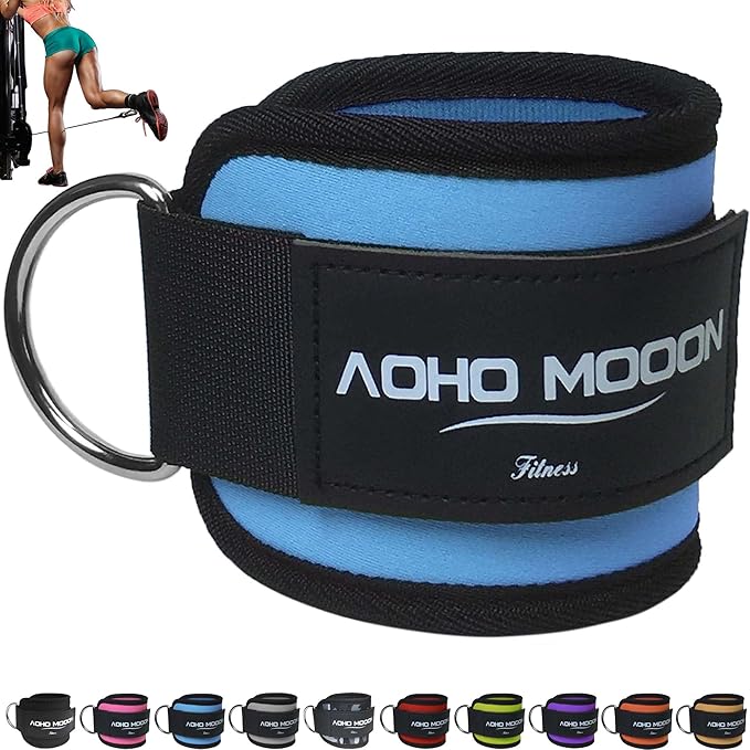 Comfortable Adjustable Padded Ankle Wrist Cuffs Neoprene Padded Straps D-Ring Glute Kickback for Cable Machine, Ideal for Glutes Exercises