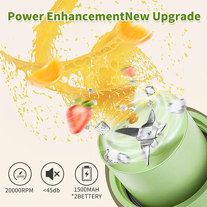 Portable 600ml USB Blender Cup - High-Speed Rechargeable for Shakes, Smoothies & Juices, Travel-Size with Multi-Blade (Dark Blue)