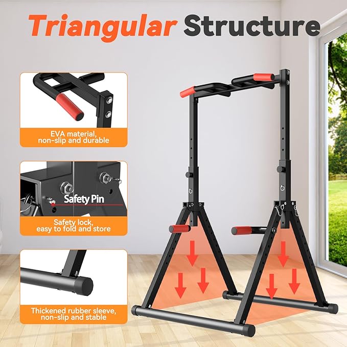 Power Tower Pull Up Dip Station Foldable 450LBS
