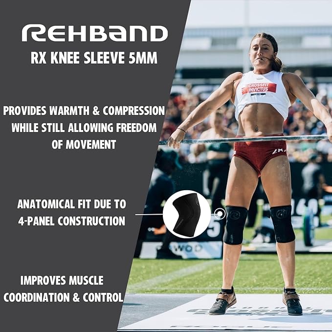 Rehband Knee Bandage 5 mm to Support Knees – Stabilises Joints and Muscles – Ideal for Sports Bodybuilding, Colour: Black, Size: XS
