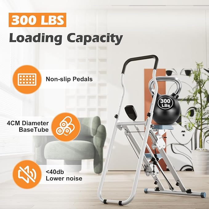 Vertical Climber Stair Stepper for Home, 300LBS Loading Capacity, Compact Folding Cardio Exercise Climber with Adjustable Step Range