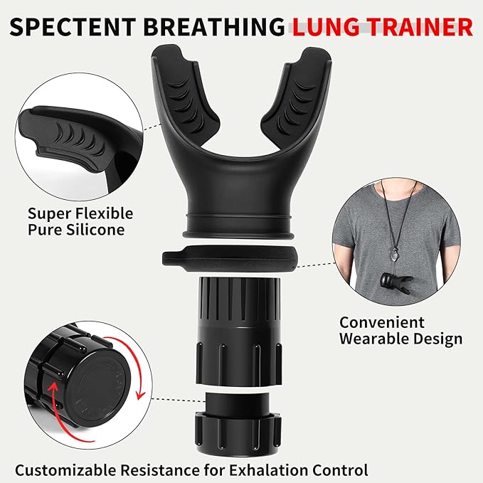 Portable Breathing Trainer for Daily Fitness Training, Lung Trainer Adjustable to Different Fitness Needs & Easy to Clean.
