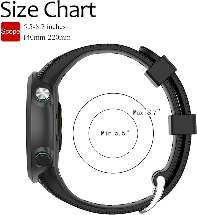 Band for Garmin Forerunner 45 (42mm), Soft Silicone Replacement Watch Band Strap for Garmin Forerunner 45S (39mm) / Swim 2 Smart Watch (No Tracker)