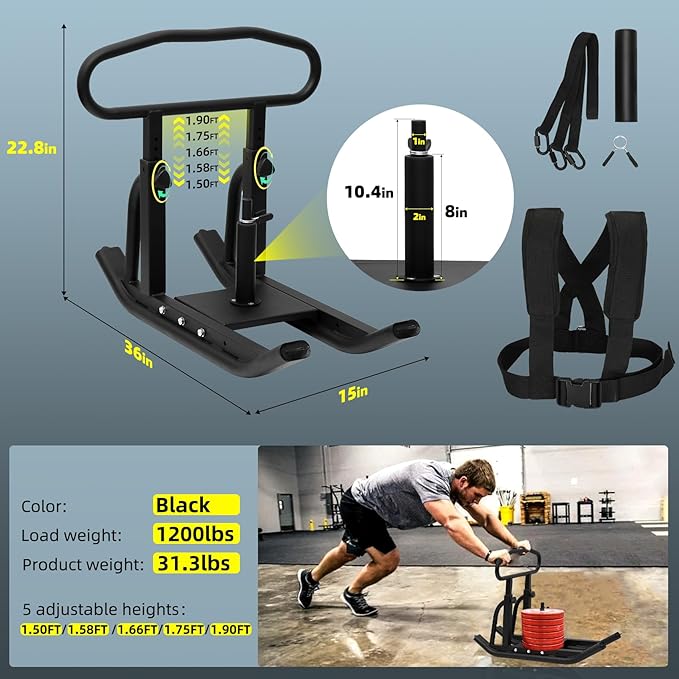 Weight Sled, Fitness Sled, Fitness Strength Training Sled,Adjustable 1" and 2" Weight
