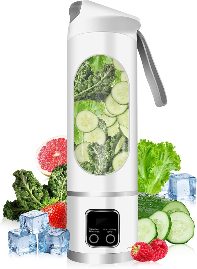 Portable Personal Electric USB Juicer,500ML Mini Blender Portable Blender For Shakes and Smoothies juice,12 Blades Great for Mixing,Compact、Convenient and Versatile (White)