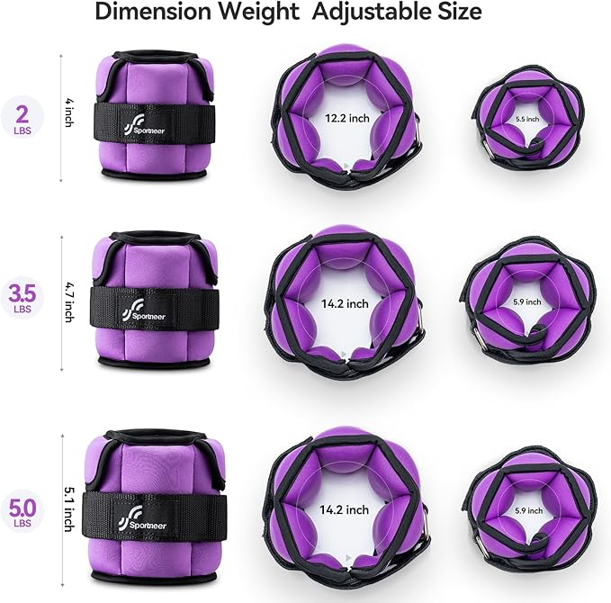 Sportneer Adjustable Ankle Weights for Women and Men:1 1 2 2 3 3 4 4 6 6 7 7 8 8 10 10 lbs