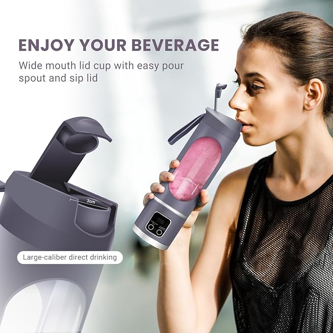 Portable Personal Electric USB Juicer,500ML Mini Blender Portable Blender For Shakes and Smoothies juice,12 Blades Great for Mixing,Compact、Convenient and Versatile (Purple)