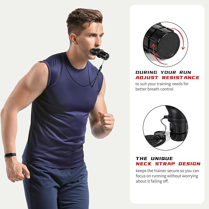 Portable Breathing Trainer for Daily Fitness Training, Lung Trainer Adjustable to Different Fitness Needs & Easy to Clean.