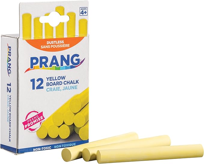 Prang Board Chalk, Yellow, 12 Count