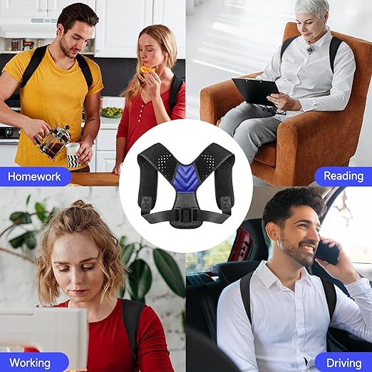 Posture Corrector for Men and Women, Adjustable Shoulder Brace, Invisible Back Support Brace Shoulder Straightener for Neck Shoulder & Upper Back Pain Relief, Large