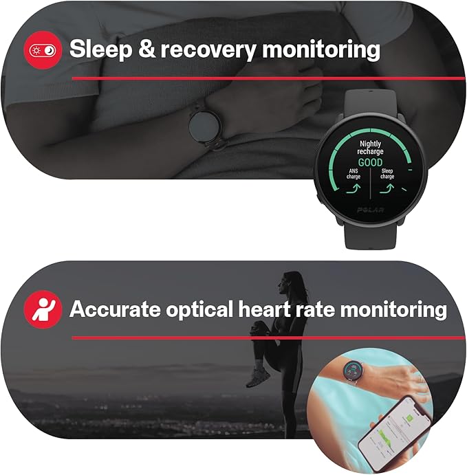 POLAR Ignite 2 Series Water Resistant Smartwatch with GPS, Heart Rate Monitoring, Sleep Analysis and Personalized Fitness Tracking, S-L, for Men or Women, Black