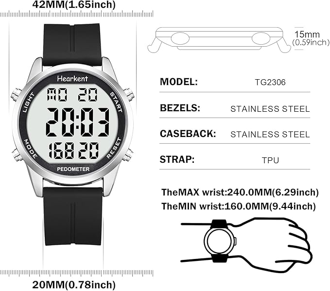 Pedometer Watch for Walking for Senior No App Required with Steps Calories Counter and LCD Large Numbers